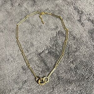 Stella & Dot Paperclip Charm Gold Chain Necklace